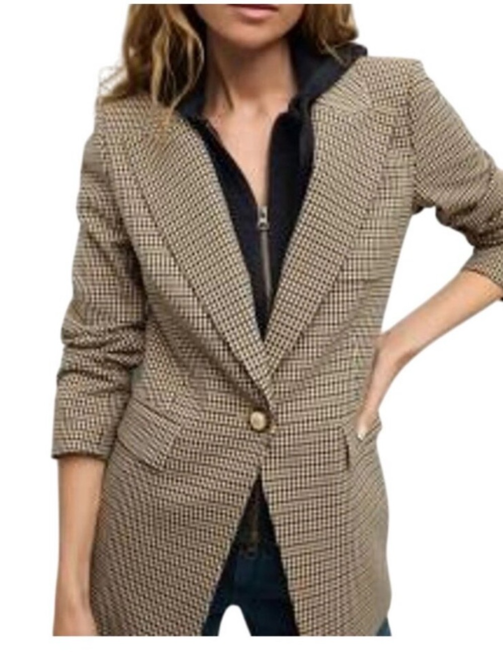 NWT $258 Veronica Beard Navy Hoodie Zip Cable Knit Dickey jacket insert